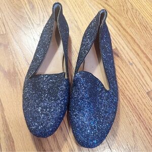 J. Crew Sparkling Blue Glitter Loafers